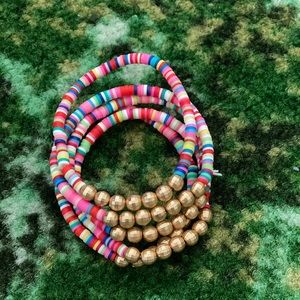 Multi Color Set of 5 Strand Stretch Bracelets